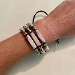 Purple and Silver Beaded Bracelet